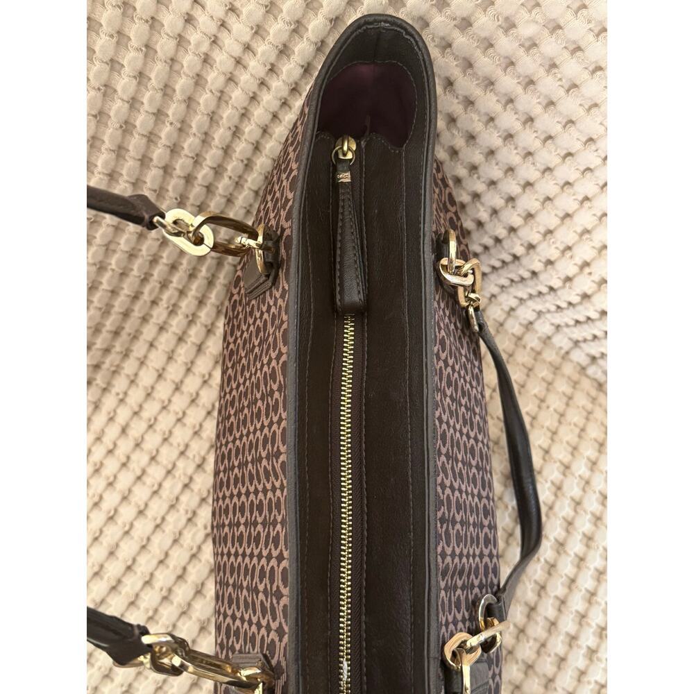 Coach Signature C Women’s Madison Canvas Tote Brown Leather Trim Gold Hardware - Picture 8 of 12